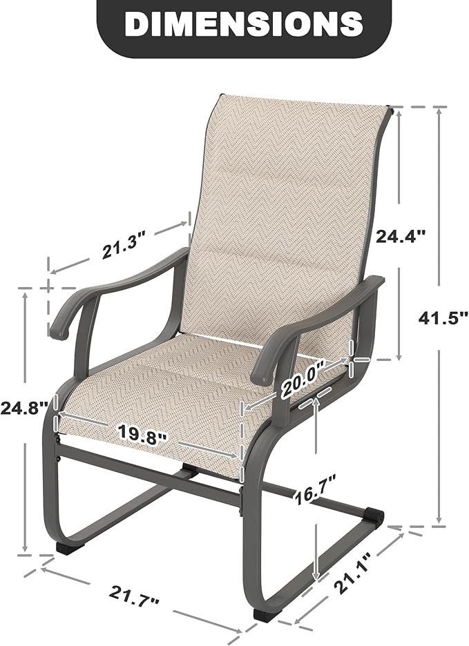 NUU GARDEN Patio Dining Chairs Set of 2, Outdoor Textilene Dining Chairs with Breathable Fabric, Patio Chairs for Backyard Deck Porch, Grayish Beige
