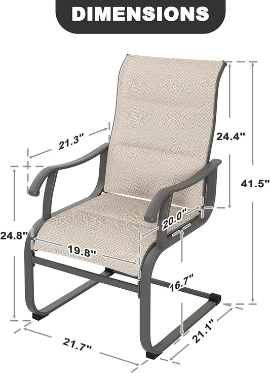 NUU GARDEN Patio Dining Chairs Set of 2, Outdoor Textilene Dining Chairs with Breathable Fabric, Patio Chairs for Backyard Deck Porch, Grayish Beige