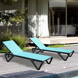 Domi Patio Lounge Chairs Set of 2, Aluminum Pool Chaise Lounge with 5 Position Adjustable Backrest and Wheels - Photo 1
