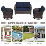 3 Piece Patio Wicker Conversation Set, All-Weather Use Outdoor Wicker Loveseat with 2 PE Rattan 360 Swivel Chair - Photo 9
