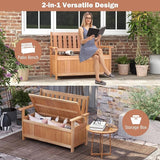 Tangkula 48 Inch Outdoor Wood Storage Bench Deck Box, Wooden Storage Loveseat with 34.2 Gal Inner Space - Photo 9