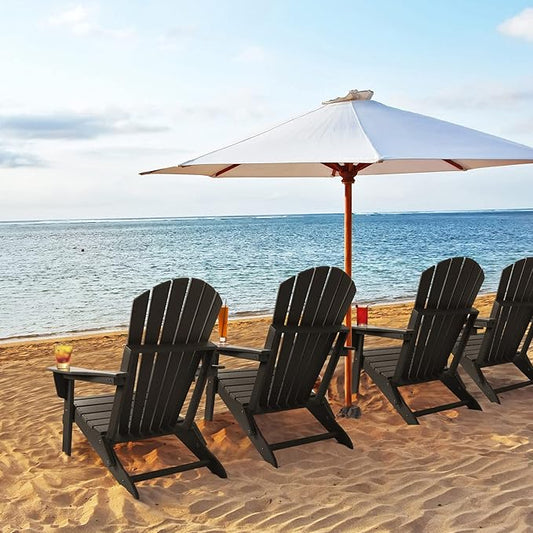 FUNBERRY Folding Adirondack Chair Set of 4, HDPE All Weather Fire Pit Chairs with Cup Holder for Outdoor