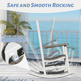 Outdoor Patio Rocking Chairs Set of 3, 2 Chairs Made of Metal & WPC + 1 All Metal Table - Photo 3