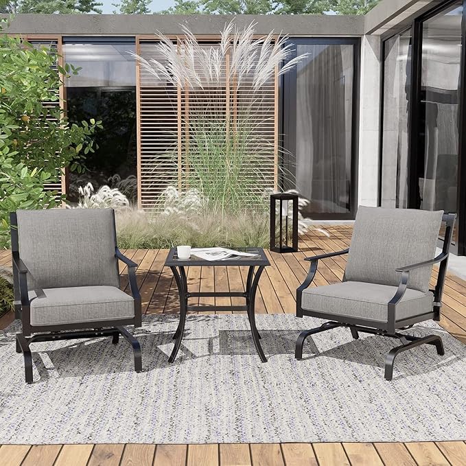 Grand patio 3-Piece Furniture Seating Motion Chairs Set Outdoor Bistro Set Patio Conversation Sets Glider Rocking Chair - Photo 1