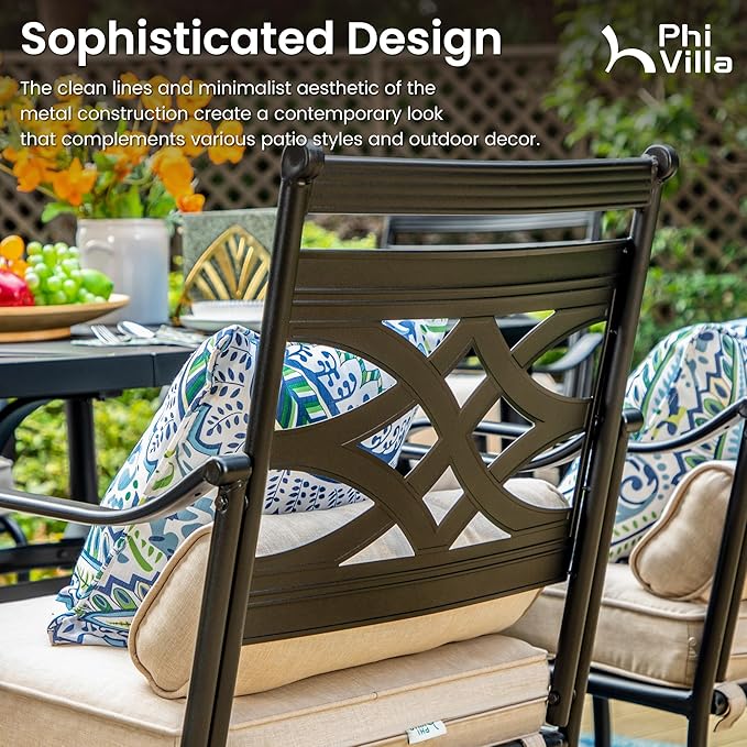 PHI VILLA 5 Piece Patio Bar Set, Outdoor Bar Table and Chairs Set - Photo 3