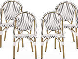 Christopher Knight Home Philomena Outdoor French Bistro Chair (Set of 4), Black + White + Bamboo Print Finish - Photo 1