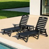 Domi Pool Lounge Chairs Set of 2 with Table, HDPE Outdoor Chaise Lounge Chairs for Outside, Pool Loungers for Poolside - Photo 1