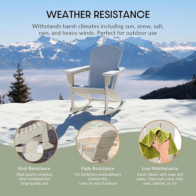 WestinTrends Malibu 2 Piece Set Outdoor/Patio Poly Adirondack Rocking Chairs (2 Seater), Sand