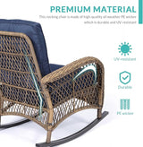 MEETWARM 3 Pieces Outdoor Wicker Rocking Chair Set - Photo 7
