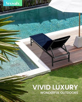 Outdoor Lounge Chairs Set of 2, Aluminum Patio Chaise Lounge Chairs with 5-Position Recliner - Photo 2