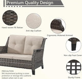 5 Piece Patio Furniture Set, 2-Seater Loveseat, 2 Chairs and 2 Side Tables - Photo 3