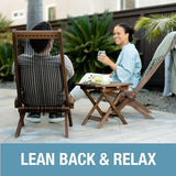 CleverMade Tamarack Folding Rope Chair - Foldable Outdoor Low Profile Wood Lounge Chair for the Patio, Backyard - Photo 3