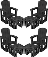 SERWALL Outdoor Glider Chair Set of 4 with Ottoman, HDPE Wood-Like Patio Glider Set All-Weather Porch Glider for Outside - Photo 1