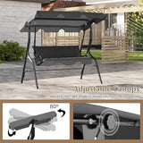 RELAX4LIFE 3-Person Porch Swing Chair - Outdoor Swing w/Adjustable Canopy, Removable Cushion & Metal Frame Stand - Photo 4