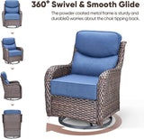 Swivel Patio Chairs sofa Set of 6 - 6" Thick Cushion - Wicker Outdoor Swivel Rocker Patio Chair, Sofa/Glass coffee table - Photo 4