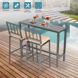 Outdoor Bar Table, Patio Console Pub Height Tables with Powder Coated Steel Frame - Photo 6