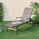 Tangkula Outdoor Rattan Chaise Lounge, Woven PE Wicker Reclining Chair with Armrests & 5-Position Backrest - Photo 4