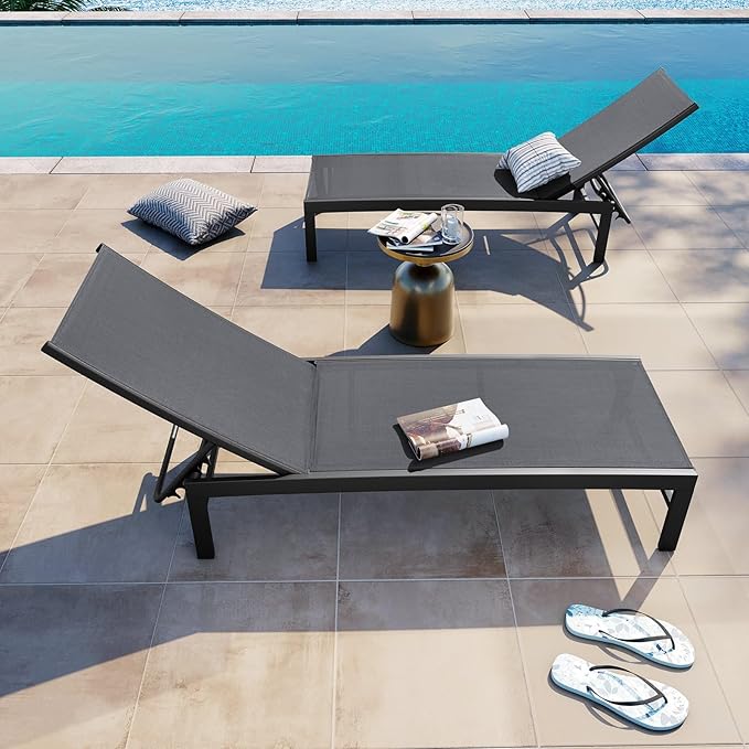 Crestlive Products Chaise Lounge Chair Outdoor Set of 2, Adjustable 5 Positions Pool Lounge Chairs - Photo 1