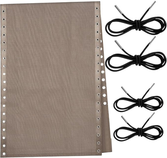 Queekay Chair Replacement Fabric with 4 Bungee Cord Lounge Chair Cloth Mesh Repair Kit for Patio Recliner Outdoor Lawn Pool(63 x 21 Inch,Beige)