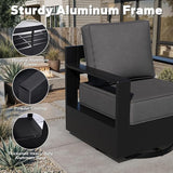 Outdoor Aluminum Furniture Set, 6-Piece Patio Conversation Set, 2 Swivel Chairs, 2 Chairs, 1 Sofa and 1 Table - Photo 4