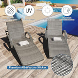 80.3" Chaise Lounge Outdoor Set of 6, Wicker Pool Lounge Chairs Outdoor with Pull-Out Side Table - Photo 7