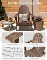 Folding Adirondack Chair - Durable HDPE Poly Lumber All-Weather Resistant - Photo 6