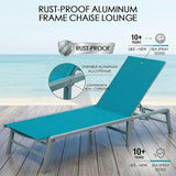 Kozyard 2-Pack Outdoor Lounge Chairs, Foldable Aluminum Frame Patio Chaise Lounge with 5-Position Adjustable Backrest - Photo 3