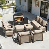 8 Pieces Metal Wicker Patio Furniture Set - 75" Sofa, Four Armchairs and Two Ottomans - Photo 9