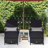 Tangkula Wicker Chaise Lounge Outdoor Set of 2, Patio Rattan Reclining Chaise with 6-Gear Adjustable Backrest - Photo 2