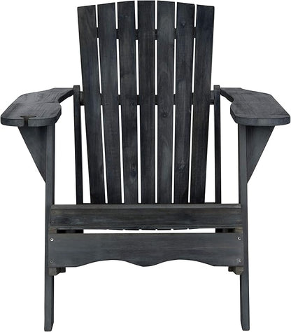 SAFAVIEH PAT6727K Outdoor Collection Vista Wine Glass Holder Adirondack Side Chair, Dark Slate Grey