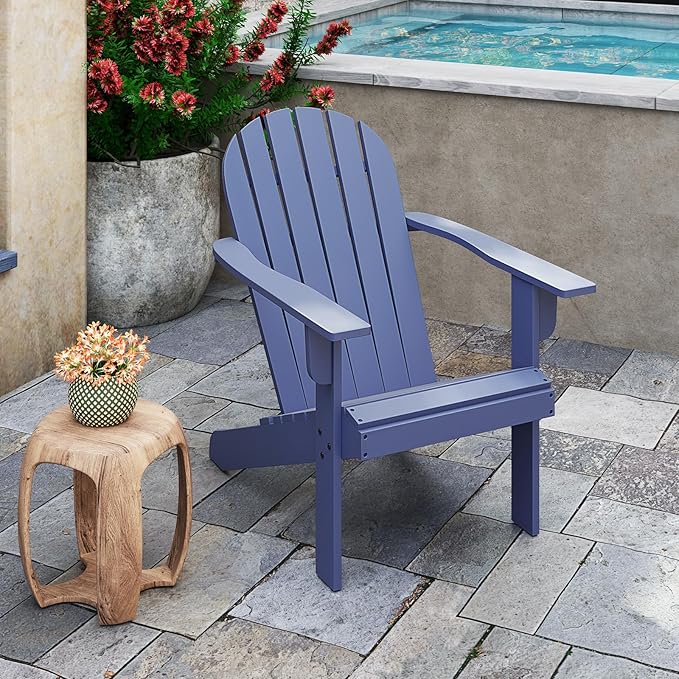 Giantex Acacia Wood Adirondack Chair Set of 2, Outdoor Fire Pit Chair with 105° Inclined Seat, High Backrest, 4" Wide Armrests, Patio Lounge Chair for Outside, Lawn, Backyard, Garden, Deck, Porch