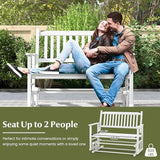 Tangkula 2 Person Outdoor Glider Bench, Poplar Wood Patio Swing Glider Loveseat with Armrests, Slatted Seat & Backrest - Photo 8