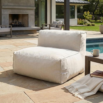 Christopher Knight Home Yanita Comfy Outdoor Bean Bag Chair, All Weather Bean Bag Chairs for Adults and Kids, Indoor/Outdoor Single Sofa, Patio Lounge Chair, Modern Outdoor Lounge Seating, Beige