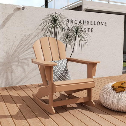 WO WESTIN OUTDOOR HDPE Laguna Outdoor Rocking Poly Adirondack Chair, Teak