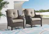 HUMMUH Outdoor Wicker Patio Chairs Set of 2 PE Rattan Patio Seating Chairs High Back Curved Armrest Porch Chairs with 4 - Photo 2