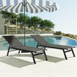 Aluminum Outdoor Chaise Lounge Set of 2, Patio Breathable Textilene Lounge Chairs - Photo 6