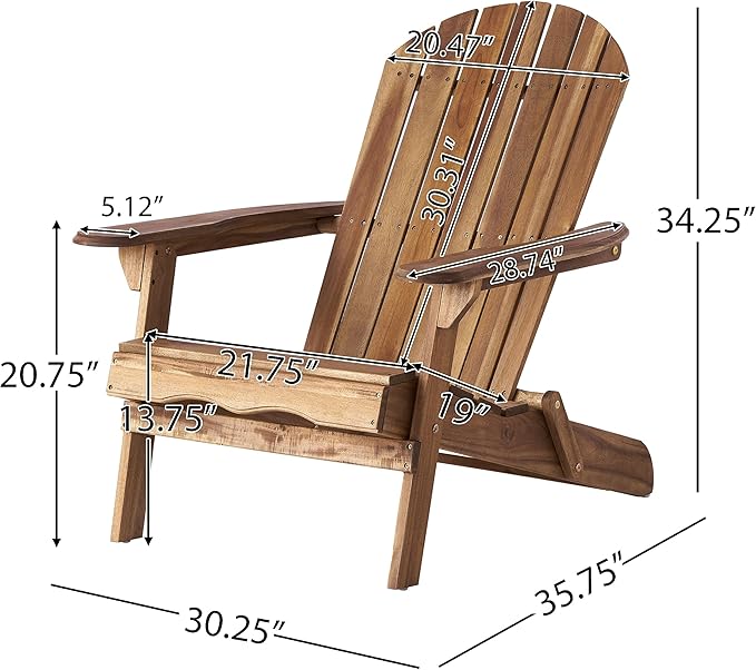Christopher Knight Home Hanlee Folding Wood Adirondack Chair, Natural Stained Twin