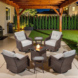 Belord Luxury Patio Furniture Set with Fire Pit Table - Outdoor Swivel Rocker Chairs Set of 4 with 30 inch Propane Fire - Photo 1