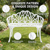 Outdoor Bench, Cast Aluminum Double Seating with Backrest and Armrests, Mental Outdoor Furniture for Patio, Porch - Photo 4