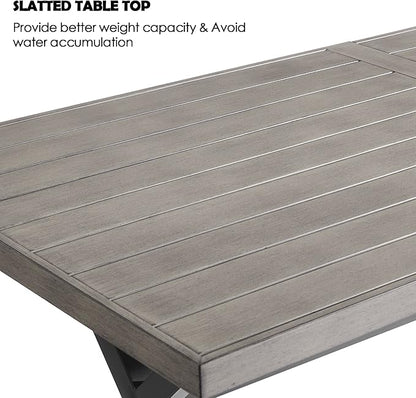 Ulax furniture Outdoor Dining Set, Patio Furniture Table with 1 Rectangular Table and 2 Benches, Wood-Like Dining Set for Garden, Porch, Backyard