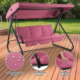 3-Seat Outdoor Convertible Swing Glider with Adjustable Canopy, 2-in-1 Bench to Flat Bed, Removable Cushions - Photo 5