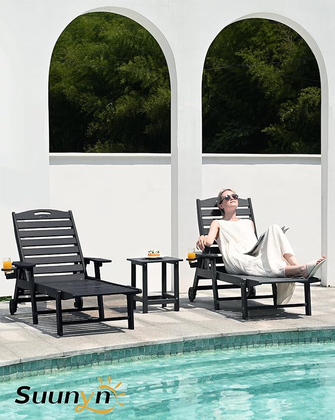 Lounge Chair Outdoor, Chaise Lounge Outdoor, HDPE 6-Position Lounge Chair for Outside - Photo 2