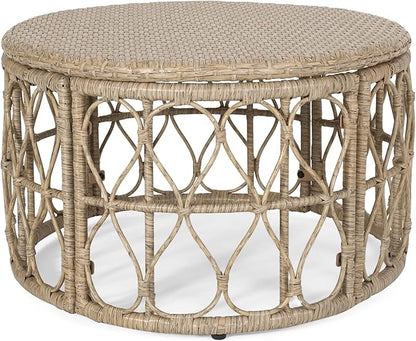 Christopher Knight Home Bruce Outdoor Coffee Table - Wicker - Light Brown