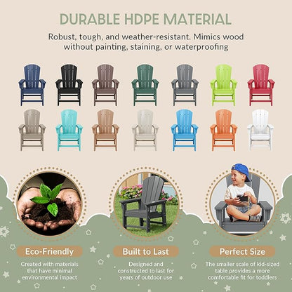 WestinTrends Malibu Kids Outdoor Adirondack Plastic Patio Chair (Set of 2), Gray