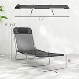 Outsunny 2 Piece Folding Chaise Lounge Chairs, Pool Sun Tanning Chairs with Reclining Back, Breathable Mesh Seat - Photo 6