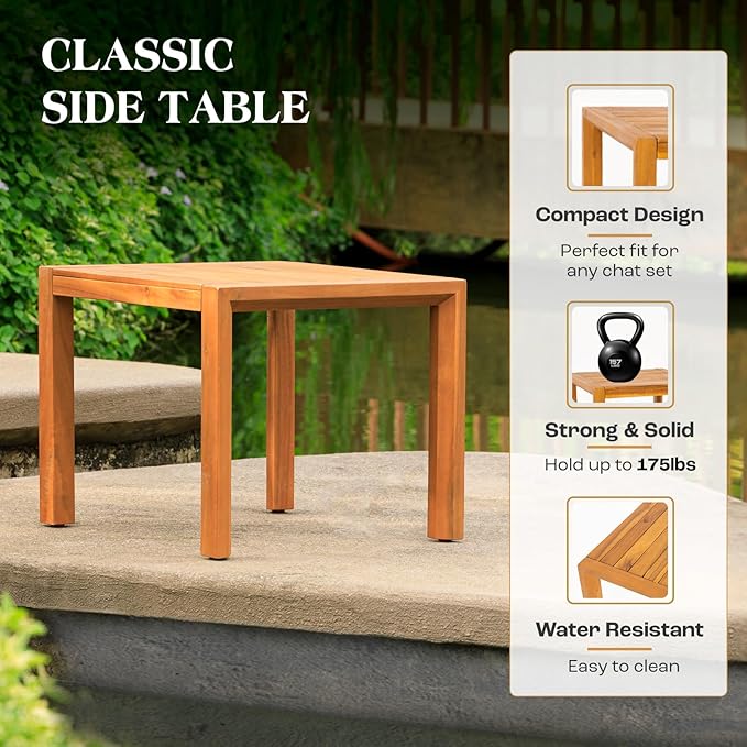 IDZO Natural 3-Piece Patio Bistro Sets with Foldable 400lbs Weight Chairs, a 220lbs Shelf Table - Photo 7