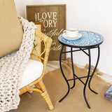 VONLUCE Mosaic Side Table and Plant Stand, 21" Round End Table with 14" Ceramic Tile Top, Indoor & Outdoor Accent Table - Photo 4