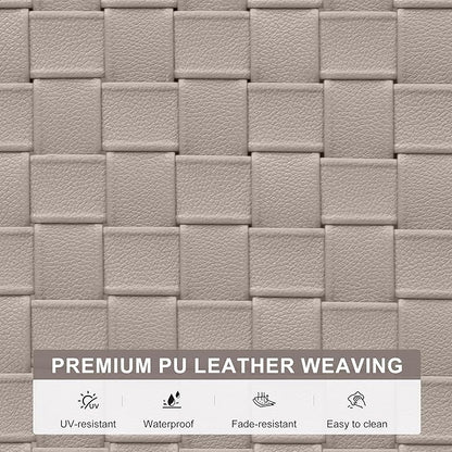 PURPLE LEAF Patio Lounge Chair Modern Outdoor PU Leather Style Chaise Lounge 1 Piece with Side Table Adjustable Backrest Aluminum Luxury Chaise Lounge Chairs for Pool Garden Backyard Beach, Tapue