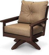 POLYWOOD® Vineyard Deep Seating Swivel Chair in Mahogany/Sesame - Photo 1