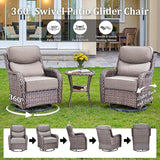 Luxury High Back Patio Furniture Set with 6-Inch Thick Cushions, 4-Pieces Outdoor Furniture with Swivel Chairs Fire Pit - Photo 2